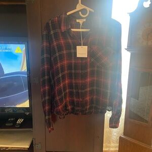 Beachlunchlounge Red and Black Plaid Shirt